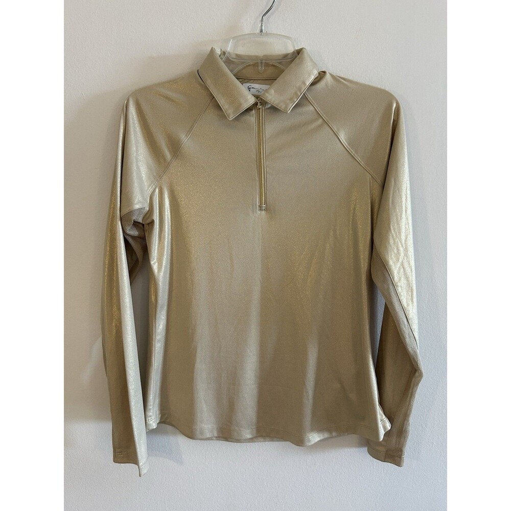 Greg Norman Women's Golf Shirt Solar XP Play Dry 1/4 Zip Long Sleeve Sz S Gold